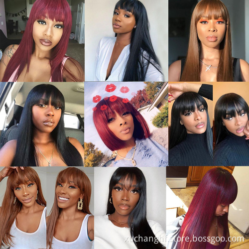 Glueless Brazilian Short Bob Wig With Bangs, Bang Curly Wig, Cheap Curly Human Hair Bang Wig